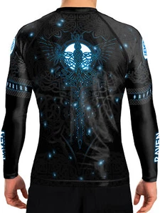 Raven Fightwear Men's Nordic 3.0 BJJ Rash Guard MMA Black/Blue - Picture 1 of 3