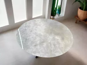 18" Runde Weiß Quarz Sofa Mitte Tischplatte Achat Edelstein Kristall Garten Dekor - Bild 1 von 8