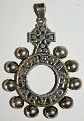 ANCIEN DIZAINIER ARGENT MASSIF DOUE HAG AR VRO BIJOU BRETON CHAPELET SCOUTISME - Photo 1/4