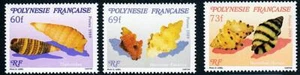 FRENCH POLYNESIA 1989 SHELLS SC#523-25 MNH MARINE LIFE, ANIMALS - Picture 1 of 1