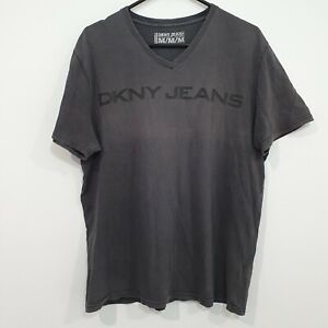 DKNY Jeans Grey Vneck Mens T-Shirt Size Medium 