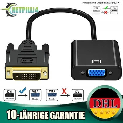 DVI-D 24+1 auf VGA Adapter Unidirektional Monitor Konverter für Computer Desktop - Bild 1 von 4