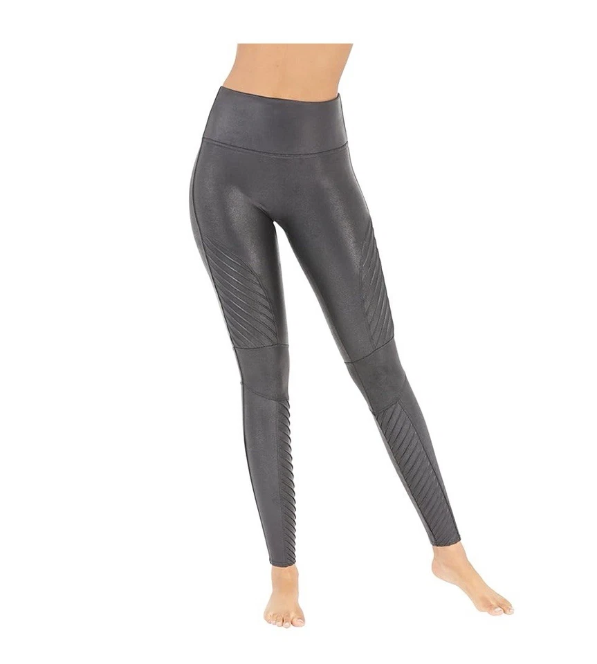 Spanx Faux Leather Moto Black Leggings 10501 Size Medium