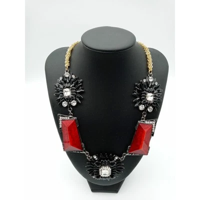 Collar Amrita Singh Rock Star Rubí Rojo y Negro Floral Nuevo con Etiquetas Foto 1 de 4