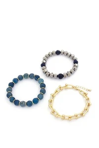 Juego de pulsera con cuentas de piedra de eslabones en U. - Imagen 1 de 6