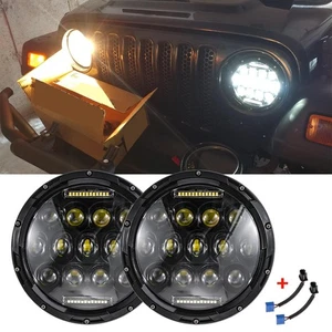 For Jeep Wrangler TJ Unlimited LJ JK 7 inch LED Round Headlights DRL Hi/Lo Beam - Picture 1 of 12