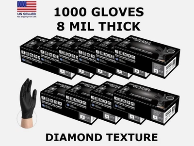 Estuche para guantes industriales de nitrilo grueso de alta resistencia negro 8 mil 1000 piezas nuevo S M L XL Foto 1 de 4