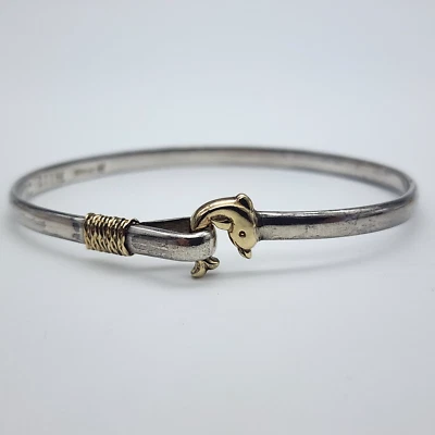 1998 Bahamas Caribe - Golfinho Prata Esterlina 14k - Pulseira Gancho 6,9" - Imagem 1 de 4