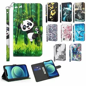 Panda Wolf Butterfly Wallet Phone Case For iPhone 16 15 14 13 12 11 Pro Max 16E - Picture 1 of 22