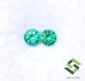 4,25 mm Zertifiziert Natürlicher Smaragd Rundschliff Paar 0,53 cts Facettiert Lose Edelstein - Bild 1 von 9