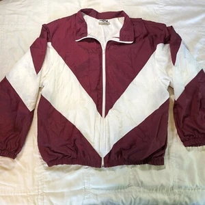 Giacca a vento vintage CS Designs taglia XL full zip colorblock marrone bianco USA - Foto 1 di 8