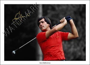 SEVE BALLESTEROS SIGNIERTER DRUCK FOTO POSTER WANDBILD GOLF OPEN MASTERS RYDER CUP - Bild 1 von 1