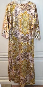VTG 80s Oscar De La Renta DRESSING GOWN PAISLEY  Lounge Robe Side Pockets SZ SM - Picture 1 of 2