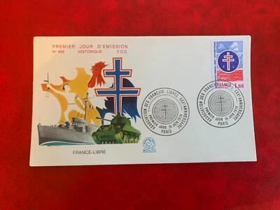 FRANCE 1976 FDC 969 CROSS OF LORRAINE FREE FRENCH WW2 TANK - Image 1 of 2
