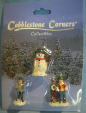 NEW~COBBLESTONE CORNERS COLL. VILLAGE FIGURES~BOYS, SNOWMAN~3 PC