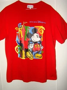 Xlnt Hong Kong Disneyland Mickey Mouse Red T-Shirt Size XL (Fits like US Large) - Picture 1 of 5