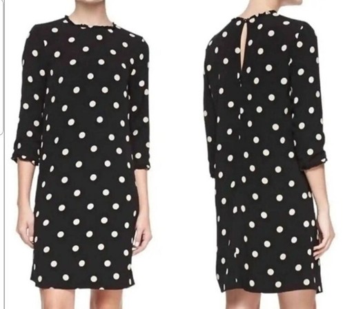 Mini abito Kate Spade a pois manica 3 4 crepe con volant taglia 6