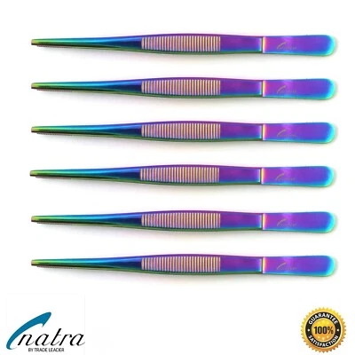 6x Straight Tweezers 14 CM Tick Tweezers Klemmpinzette Tweezer - Image 1 of 4