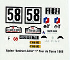 Decalcomanie 1 43 Alpine 1600 Vainqueur Tour De Corse 1968 Andruet
