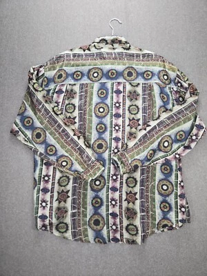 Vintage Structure M Silk Geometric Print Buttoned 90s Shirt - Image 1 of 4