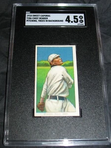 1909-1910 T206 Chief Bender ~trees in back SGC 4.5 VGEX+~ HOF ~Sweet Caporal 350 - Picture 1 of 3