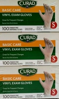 Guantes de examen de vinilo Curad Basic Care pequeños, 1 caja x 300 guantes Foto 1 de 3