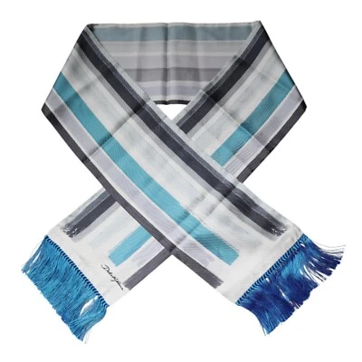 DOLCE & GABBANA Bufanda Multicolor Rayas Seda Flecos Cuello Foulard 142cm x 16cm Foto 1 de 4