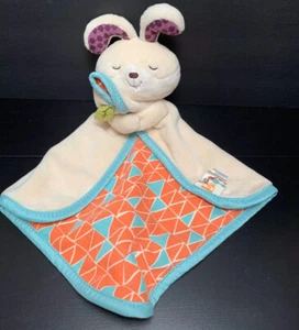 B Baby Hase Kaninchen Creme Orange Blau Lovey Sicherheitsdecke Plüsch Crinkle - Bild 1 von 6