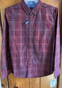 George NWT Mens Red, Gray &Blue Plaid Long Sleeve Button-Down Shirt Medium-Pics! - Picture 1 of 6