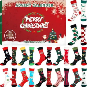 24-Day Countdown Christmas Socks Advent Calendar Gift for Men Women - Picture 1 of 10