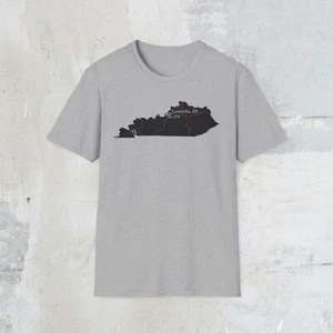 Louisville KY Map T-Shirt, Unisex Casual Tee, Kentucky Gift, Travel Souvenir - Picture 1 of 15