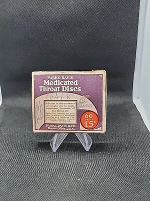 Винтажные пастилки для горлового диска Parke Davis ЛЕЧЕБНЫЕ для облегчения кашля Detroit пустые 📦 - Изображение 1 из 3