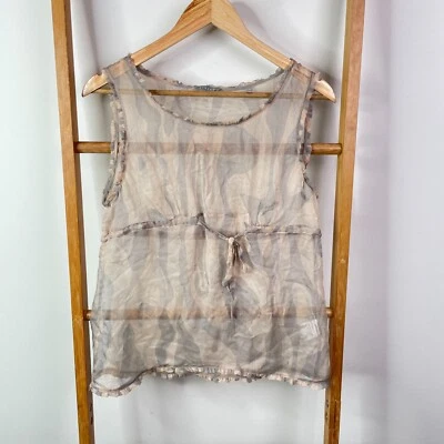 Blusa Jigsaw Top Mujer 12 Beige Seda Volantes Borde Transparente Sin Mangas Babydoll Foto 1 de 4