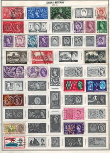 Estampillas usadas muy finas de Gran Bretaña 1953-1966 montadas/pegadas en lista: 2 caras. - Imagen 1 de 2