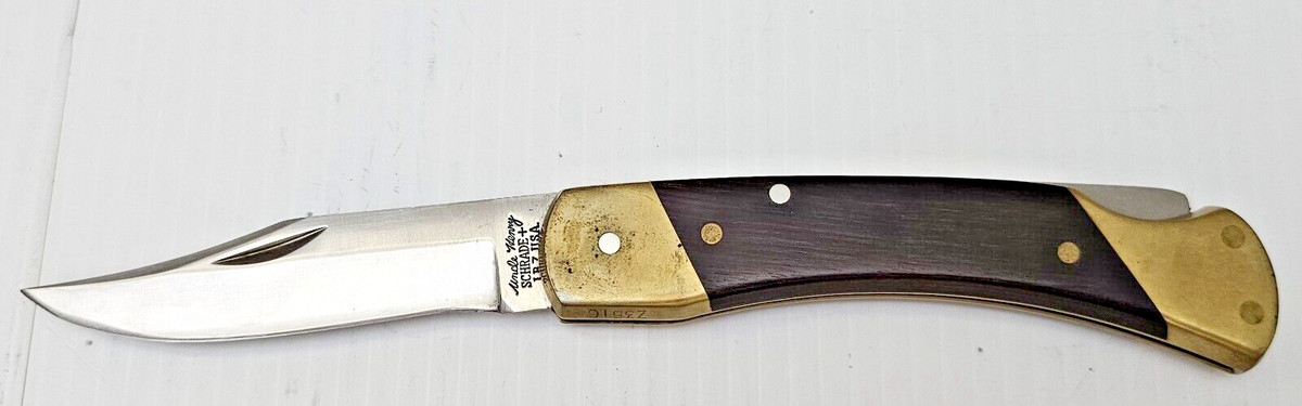 Schrade Wood Handle Pocketknife Collectible Vintage Folding Schrade Wood Handle Pocketknife Collectible Vintage Folding