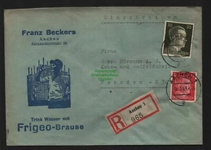 B9002 R-Brief Gebr. Hörmann A.-G. Aachen 1 1943 Franz Beckers Frigeo Brause - Bild 1 von 2