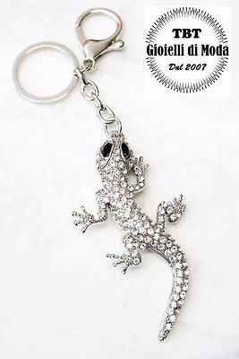 Portachiavi Uomo Donna Geco argento Ciondolo Borsa, Cristalli TBT-gioielli - Immagine 1 di 2
