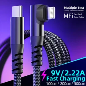 Type C  iPhone Ladekabel Lightn Winkel Kabel 6 7 8 X XS XR 11 12 13 Max Pro Mini - Bild 1 von 7