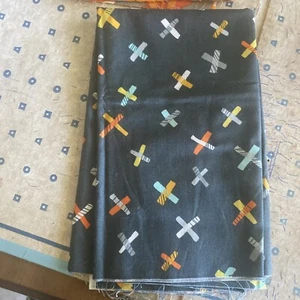 Grey Cotton With Various Color Crosses 1/2 Yard x 43” - Picture 1 of 1