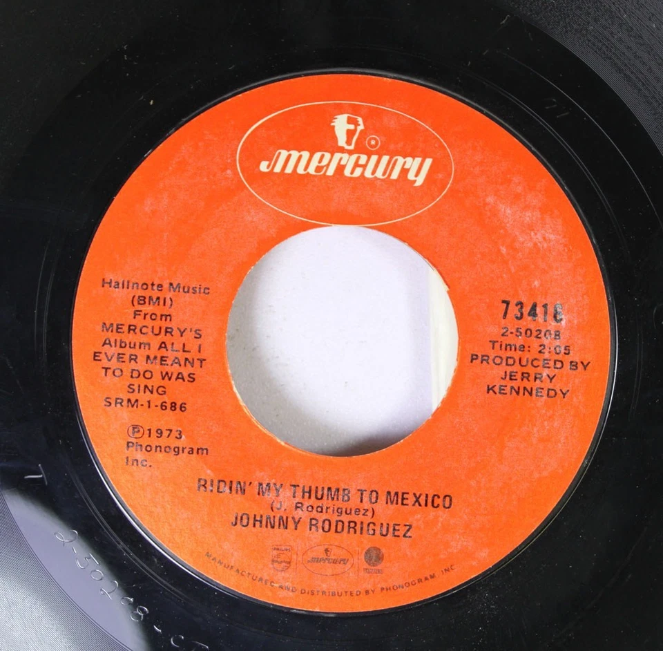 Country 45 Johnny Rodriguez - Ridin' My Thumb To Mexico / Release Me On Mercury - Image 1 of 2