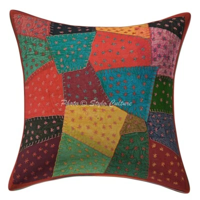 Boho Hippie Yoga Pillow Case Cushion Cover Multicolor Patchwork Bohemian - Image 1 of 4