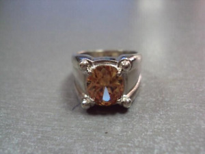 Vintage Mens Ring Sterling silver 925 stone orange Jewelry Size 8 us