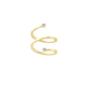 10K Yellow Gold Round Lab Grown Diamond Bypass Open Ring Size 7 For Women - Picture 1 of 5
