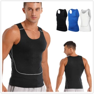 Mens Compression Vest Tank Tops Quick Dry Running Sports Sleeveless T-Shirts Top - Picture 1 of 32