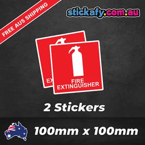 2 x Fire Extinguisher Sticker 100mm Decal OHS WHS Car Window Work Ute 4x4 Safety - Picture 1 of 3