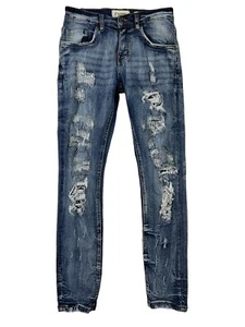 FWRD R-33705K Jeans  Youth Boys Size 14  Gashed Ripped Patched Denim  Streetwear - Picture 1 of 14