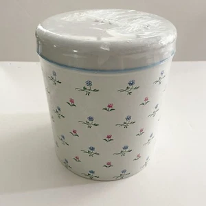 Vintage Studio Nova 80s 4pc Canister Tin Set White Floral Pink Blue NOS Sealed - Picture 1 of 5