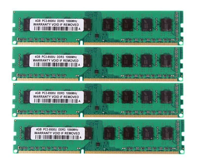 16GB 4X 4GB 2Rx4 DDR3 1066MHz PC3-8500U CL7 240PIN DIMM Memory Only AMD Desktop - Image 1 of 4