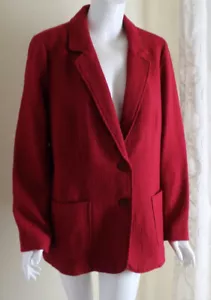 NWT J.jill Sz L Red Fabulous Woven Boucle Wool Blend Blazer Jacket Lux - Picture 1 of 8