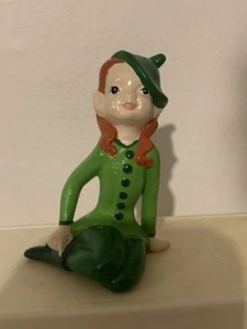 Vintage Christmas Ceramic Elf Pixie Figurine Shelf Sitter Holland Mold Girl - Picture 1 of 4